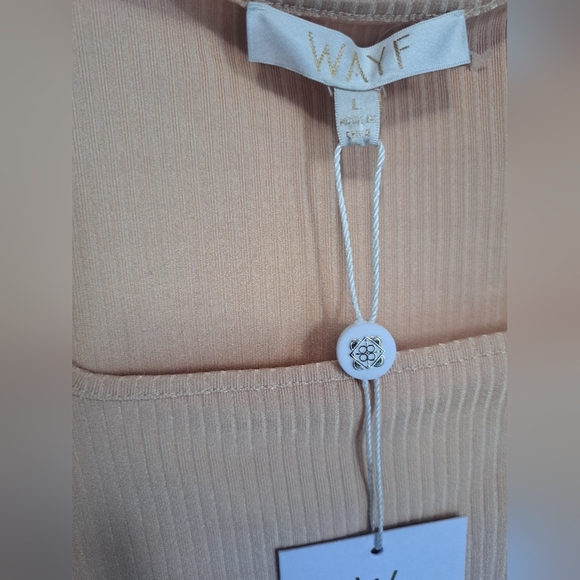 WAYF Ruched Long Sleeve Ribbed Side Tie Top Size Large NWT - Picture 4 of 7